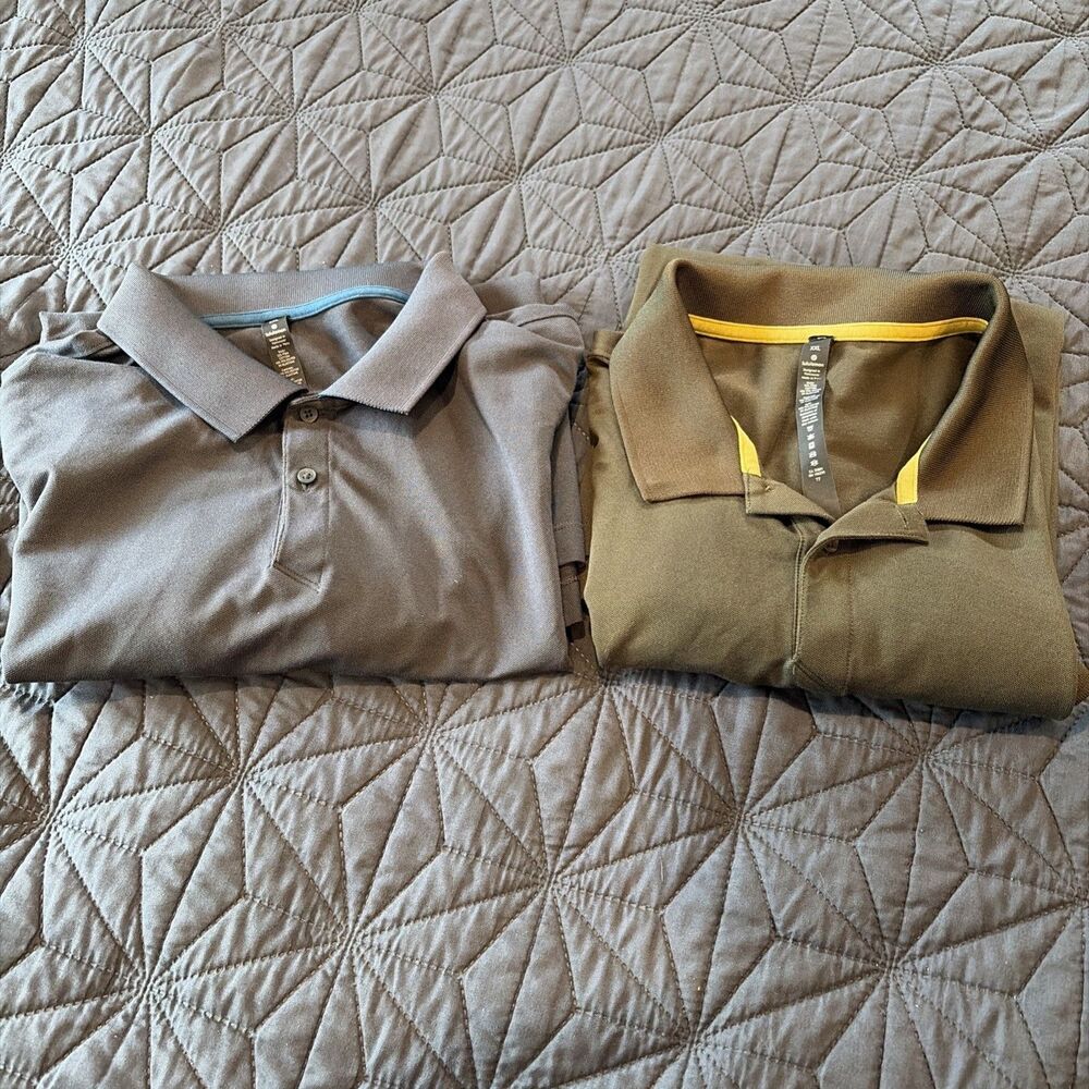 2 Lululemon Polo Shirt Mens 2XL Pique Tech Performance Golf Live In Practice